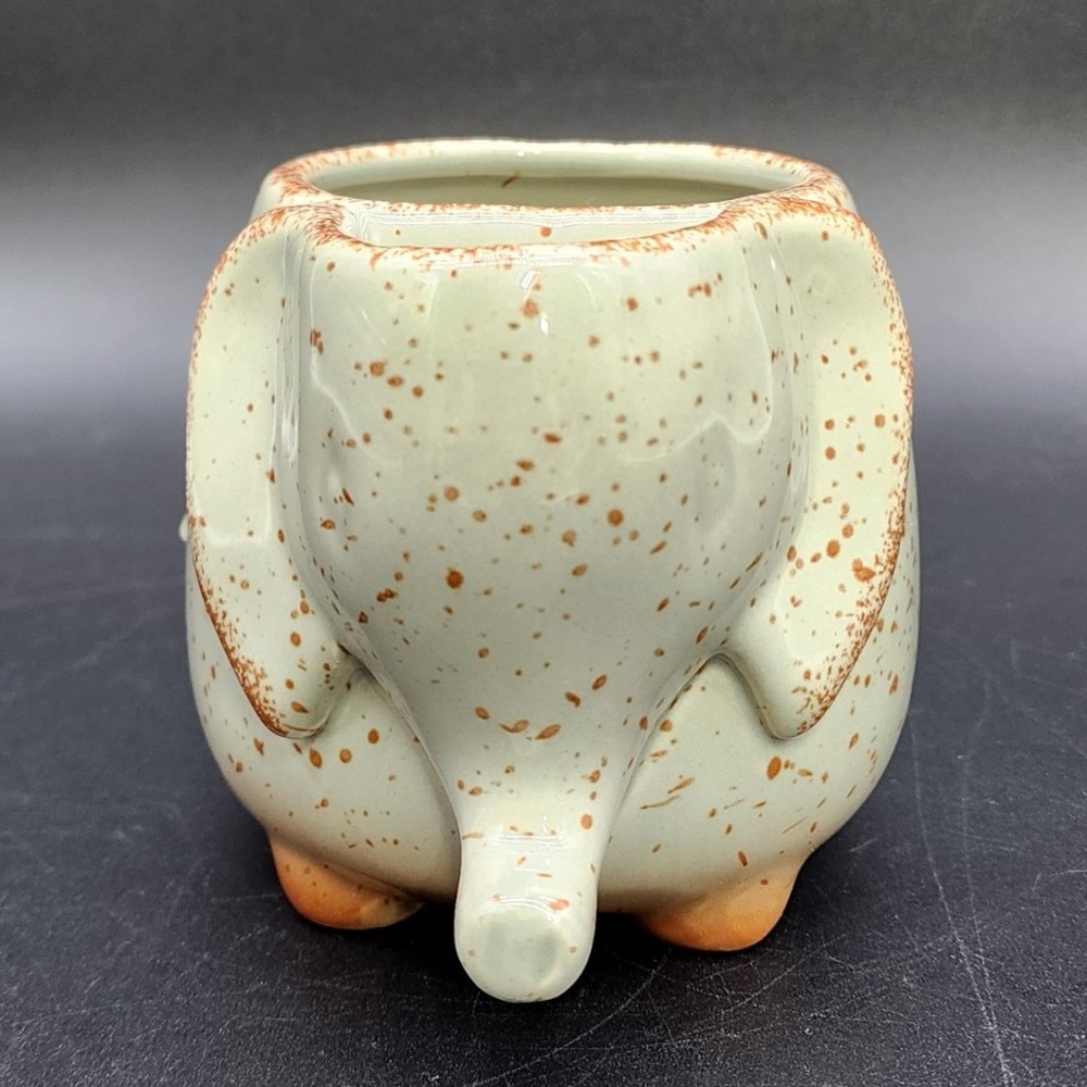 Unbranded Green‎ Elephant Tea Mug Speckled Ceramic Boho Whimsical Tea Bag Holder